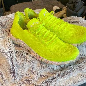 APL Women's Neon Yellow Knit Sneakers with Speckled Midsole